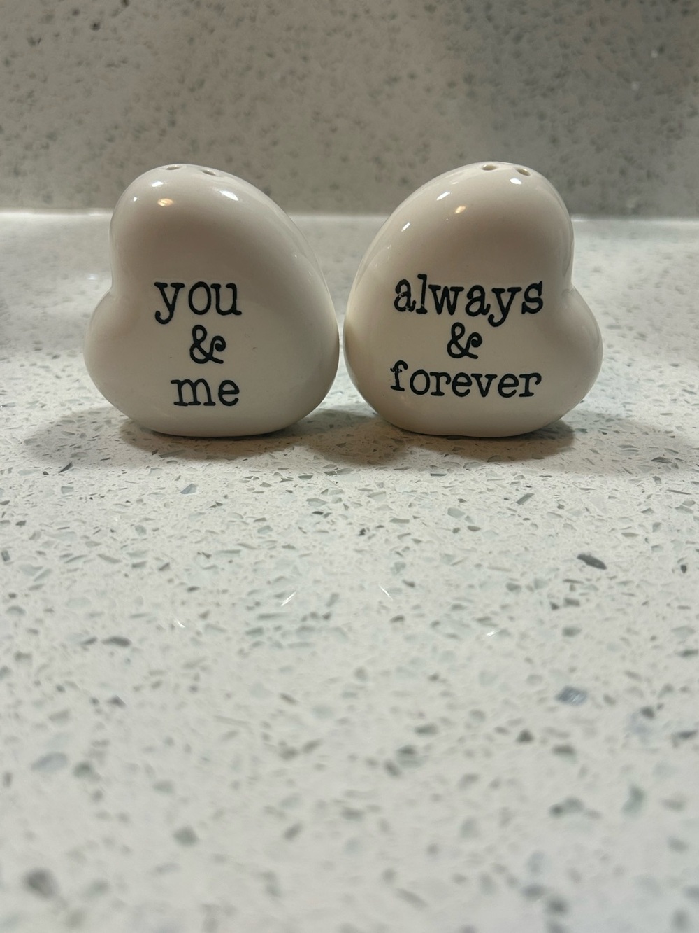 Cracker Barrel Mini White Heart Salt & Pepper Shakers